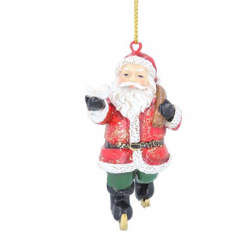 Skating Santa Resin Hanging Christmas Decoration