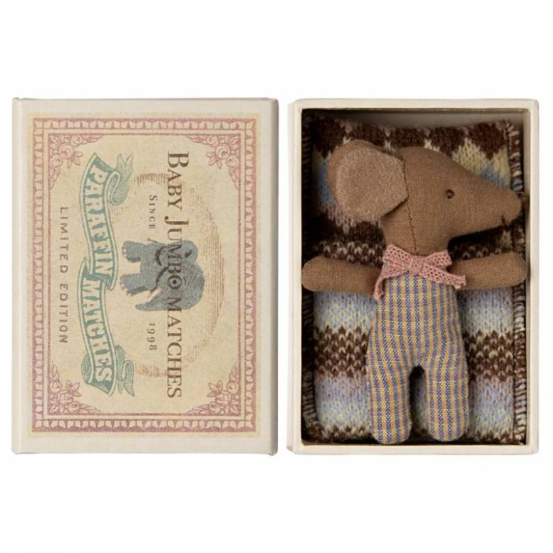 Sleepy/Wakey Baby Rose Mouse In Matchbox By Maileg 3+