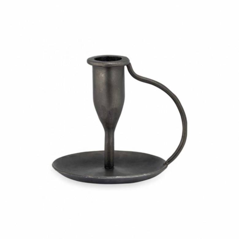Slim Candlestick Holder With Handle In Antique Black