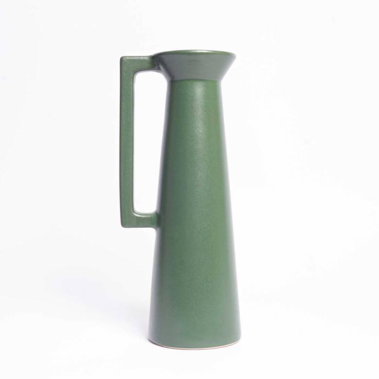 Slim Ceramic Vase In Matte Green