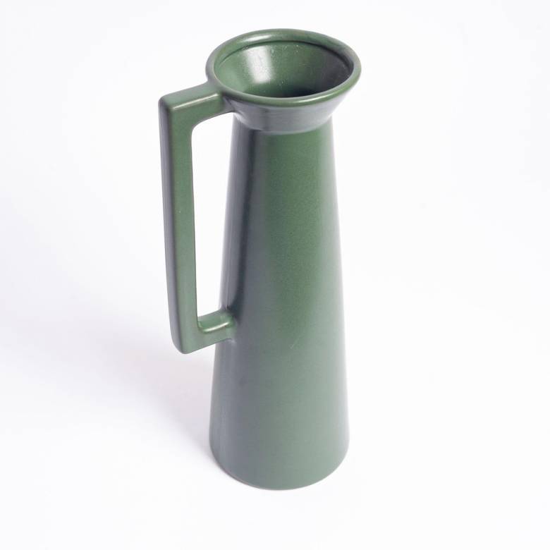 Slim Ceramic Vase In Matte Green