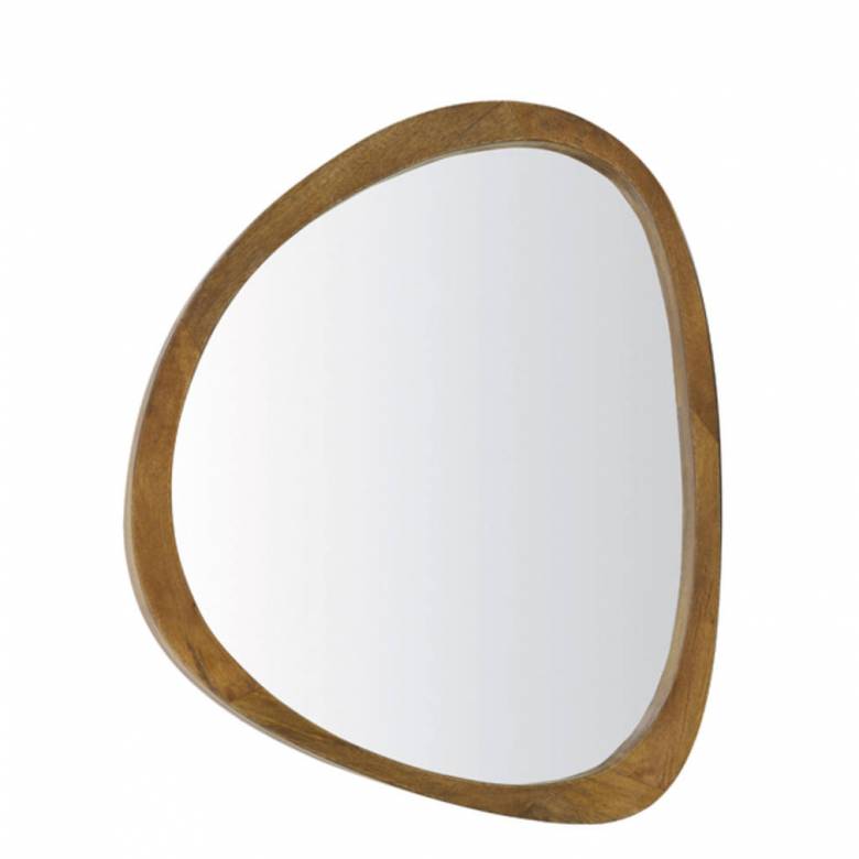 Small Organic Shaped Mirror With Wooden Back