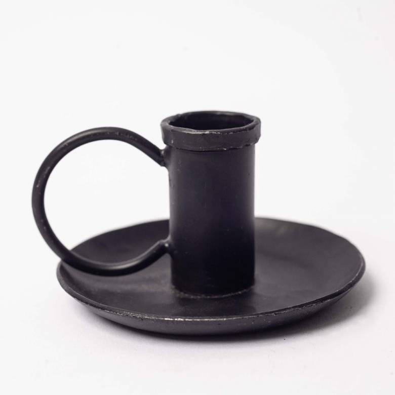 Small Amri Candlestick Holder With Handle In Antique Black