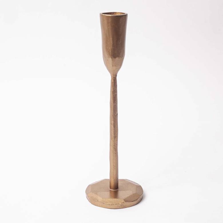 Small Mbata Antiqued Brass Candlestick H:20cm