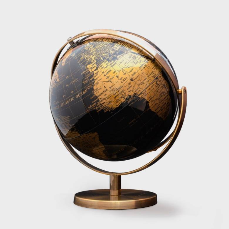 Small Black & Gold Globe On Double Axis 20cm