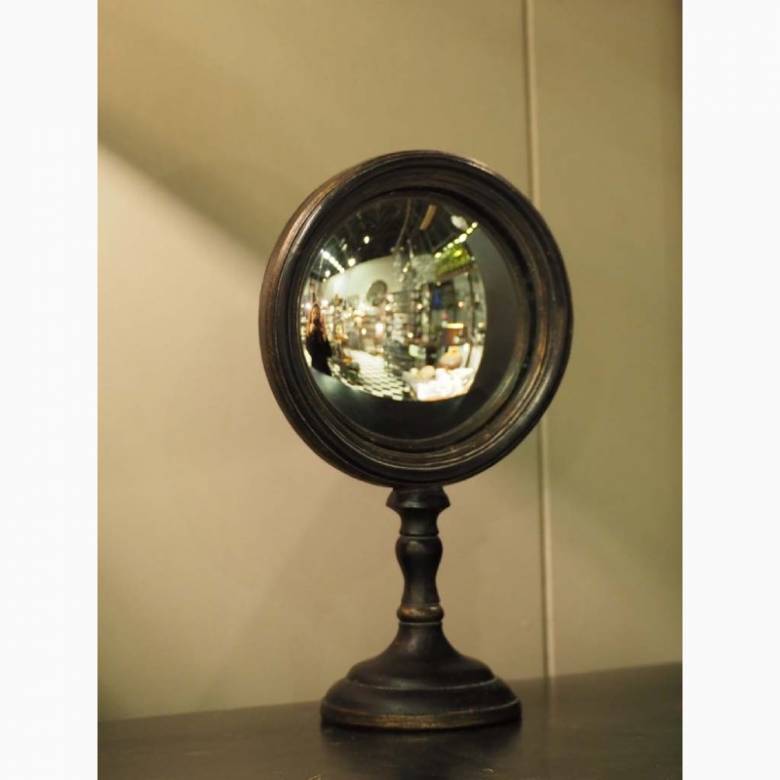 Small Convex Table Mirror On Stand