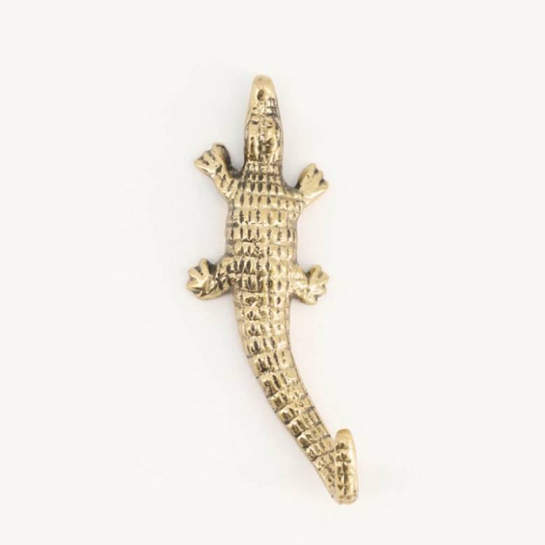 Small Crocodile Shaped Brass Hook
