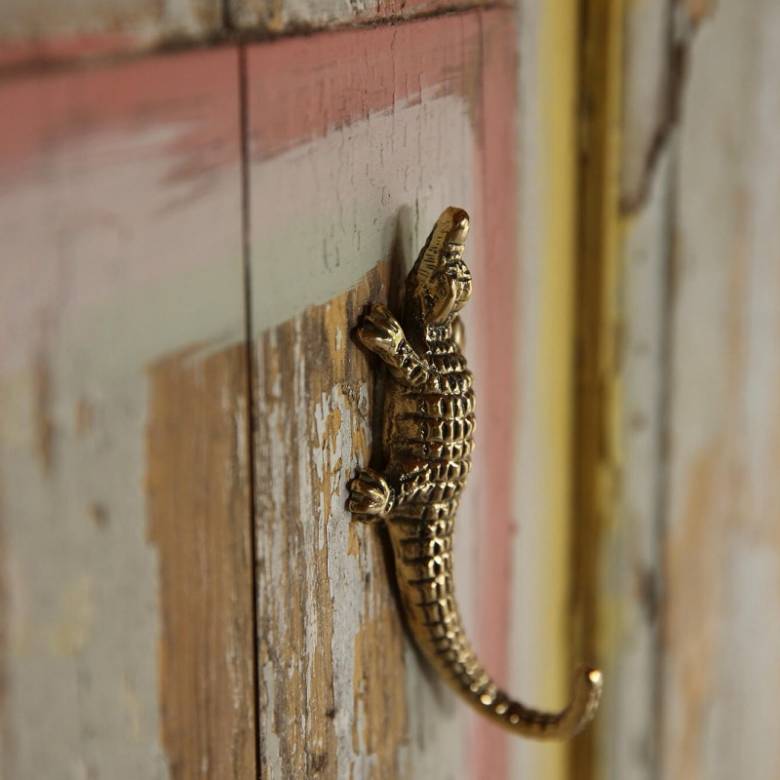Small Crocodile Shaped Brass Hook