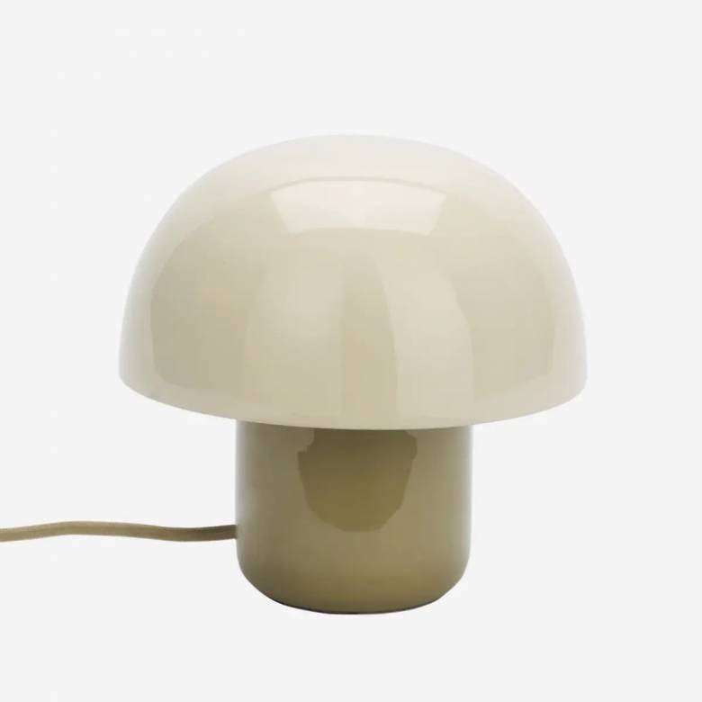 Small Enamel Mushroom Lamp In Cream & Khaki