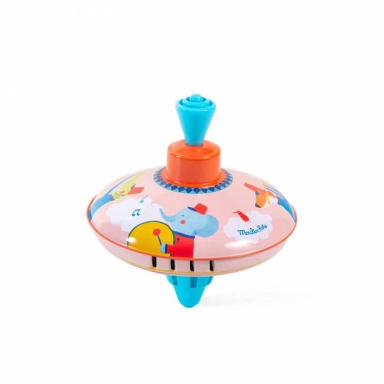 Small Fanfare Print Metal Spinning Top By Moulin Roty 2+