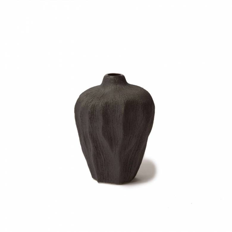 Small Flowerseed Textured Black Vase H:11cm Lindform