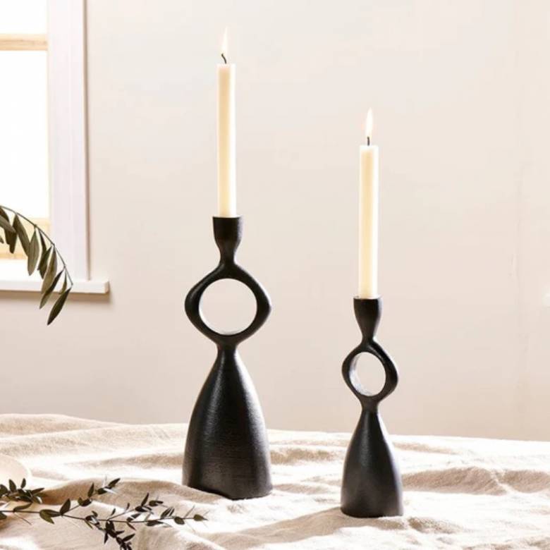 Small Ooty Candlestick Holder In Black