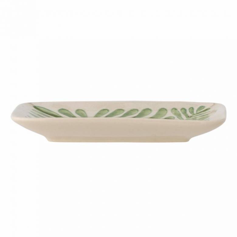 Small Rectangular Dish With Green Plant Design