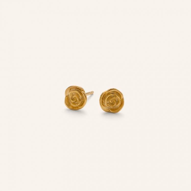 Small Rose Stud Earrings In Gold By Pernille Corydon