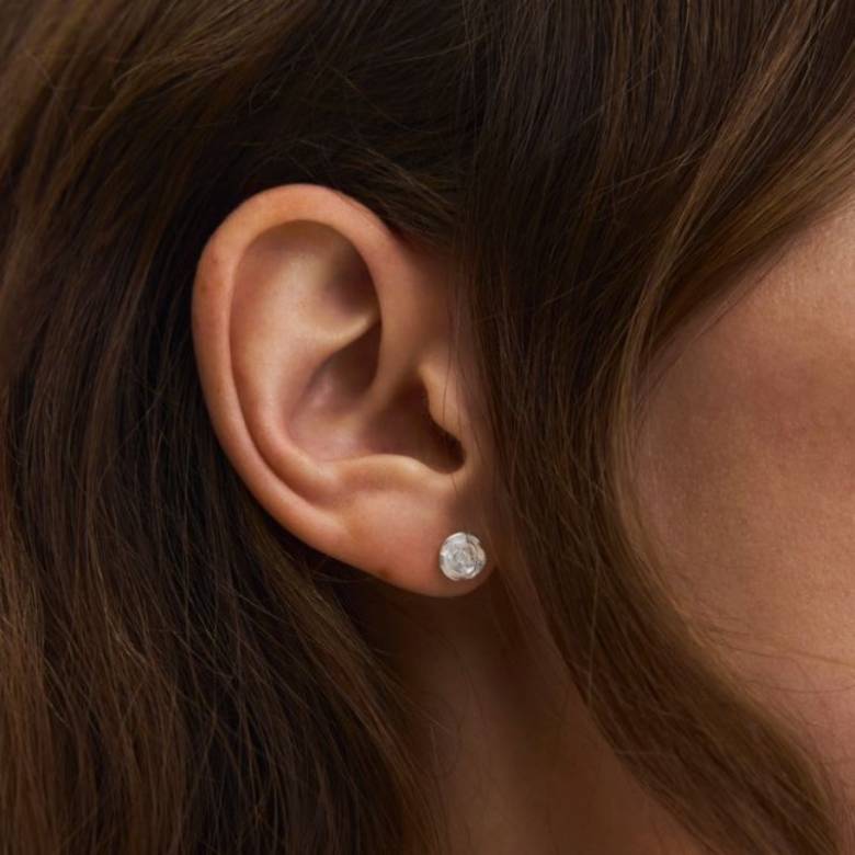 Small Rose Stud Earrings In Gold By Pernille Corydon