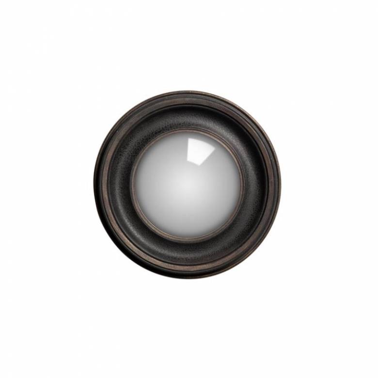 Small Round Convex Mirror With Black Patina D:23.5cm