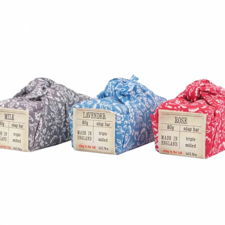 Small Soap Bar Wrapped In Block Print Fabric 80g