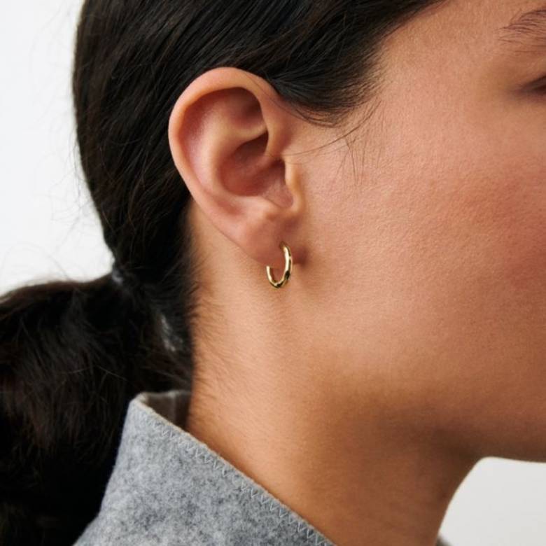 Small Spirit Huggies Earrings In Gold By Pernille Corydon