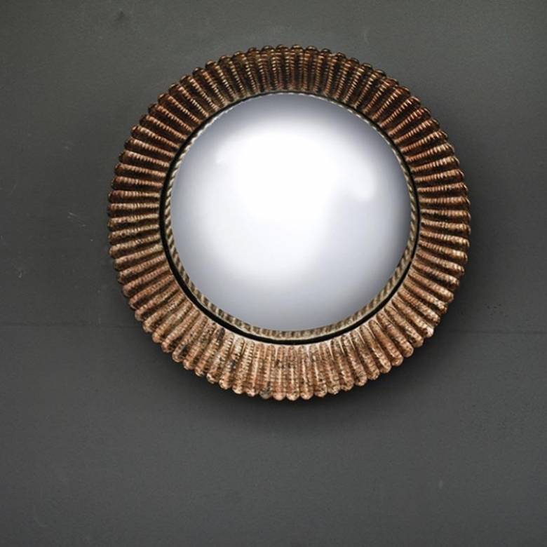 Small Textured Silver Convex Mirror 23cm
