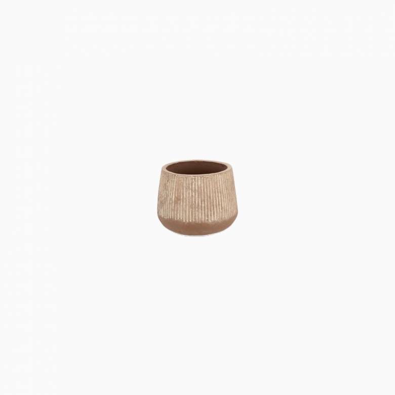 Small Wide Planter In Distressed Terracotta H: 15.5cm