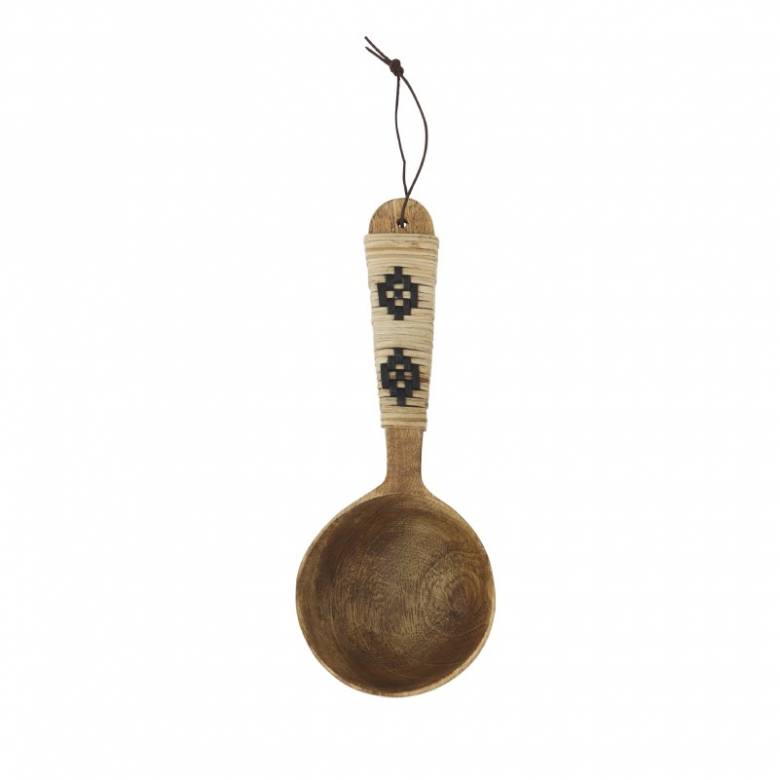 Small Wooden Serving Spoon With Cane Decoration
