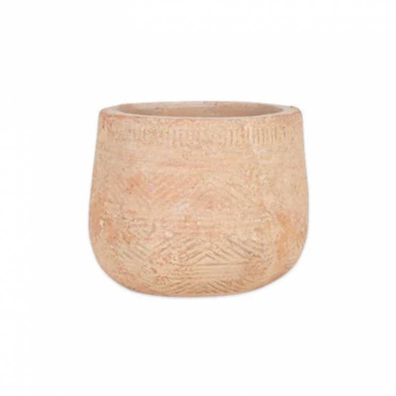 Small Zadie Etched Ceramic Planter In Neutral