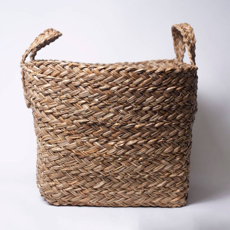 Large Square Grass Basket With Handles 40x40x30cm