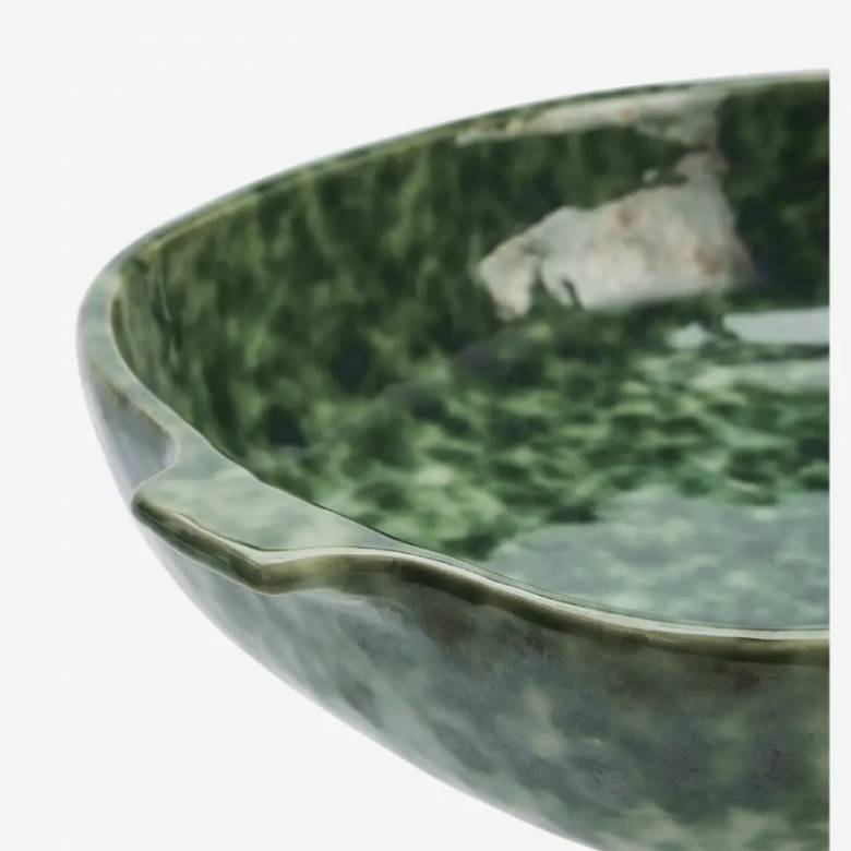 Square Stoneware Oven Dish In Mottled Green