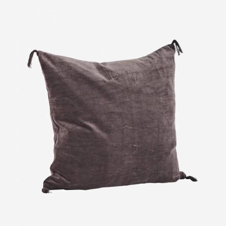Square Velvet Cushion In Eggplant 50x50cm
