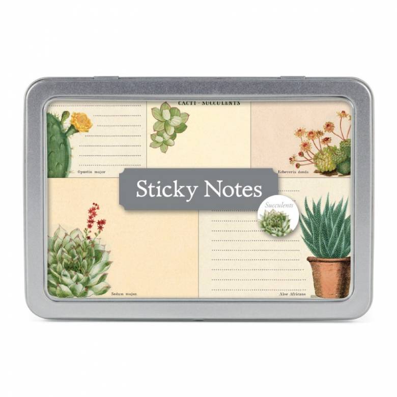 Succulents - Set Of Sticky Notes In Tin