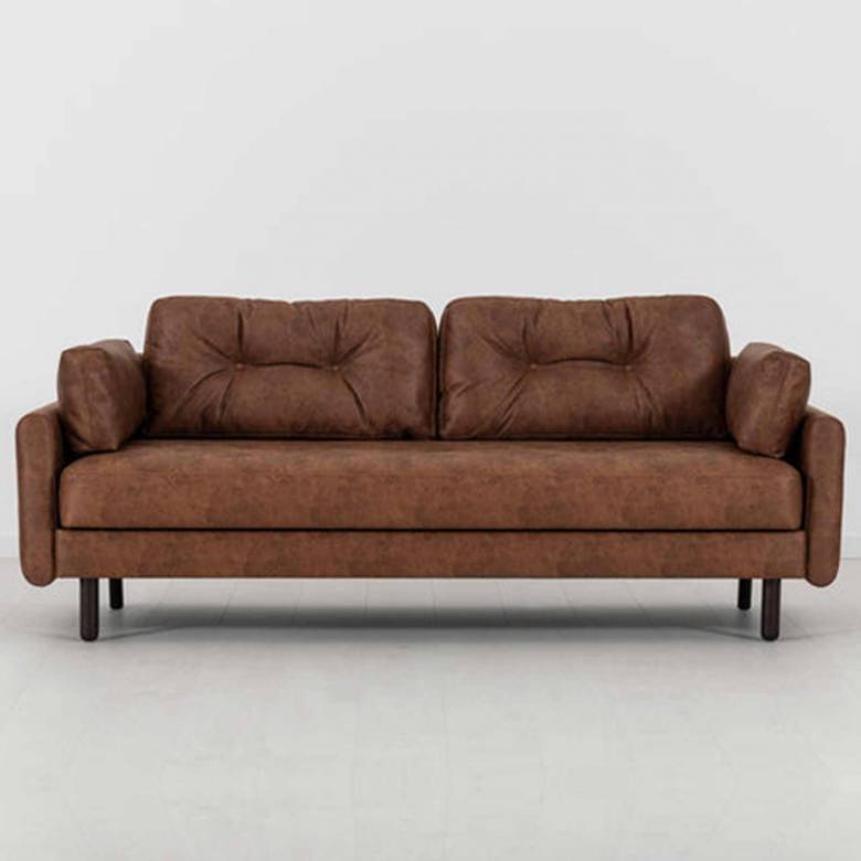 Swyft - Model 04 - 3 Seater Sofa Bed - Faux Leather Chestnut