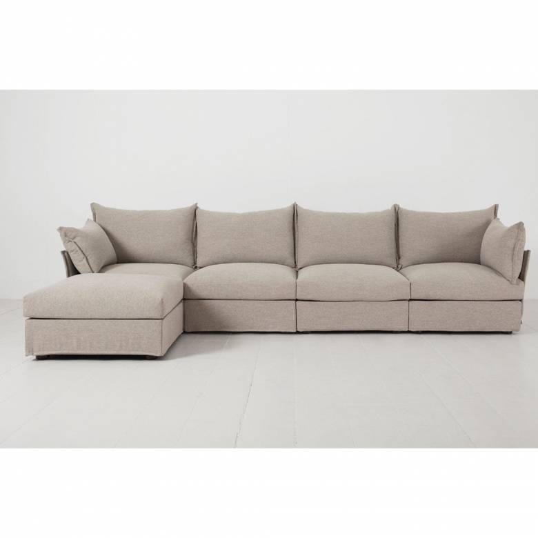 Swyft - Model 06 - 4 Seater Left Chaise Sofa - Linen Pumice