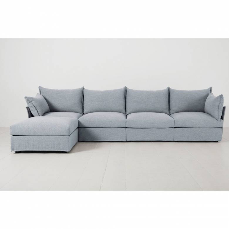 Swyft - Model 06 - 4 Seater Left Chaise Sofa - Linen Seaglass