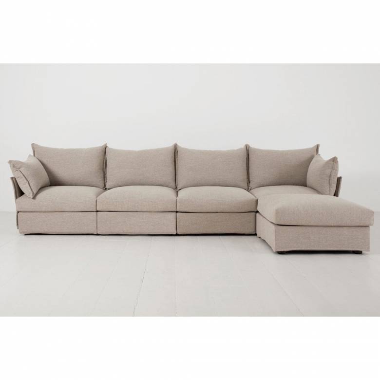 Swyft - Model 06 - 4 Seater Right Chaise Sofa - Linen Pumice