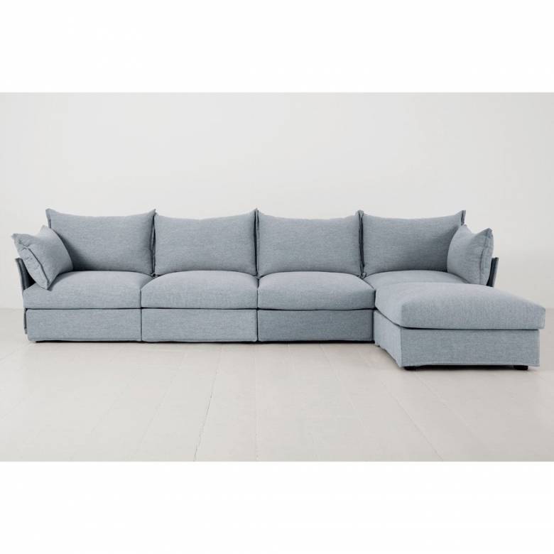 Swyft - Model 06 - 4 Seater Right Chaise Sofa - Linen Seaglass
