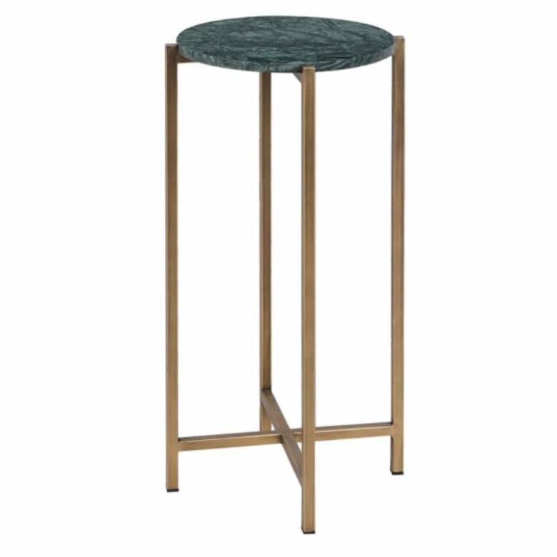 Tall Green Marble Topped Circular Side Table