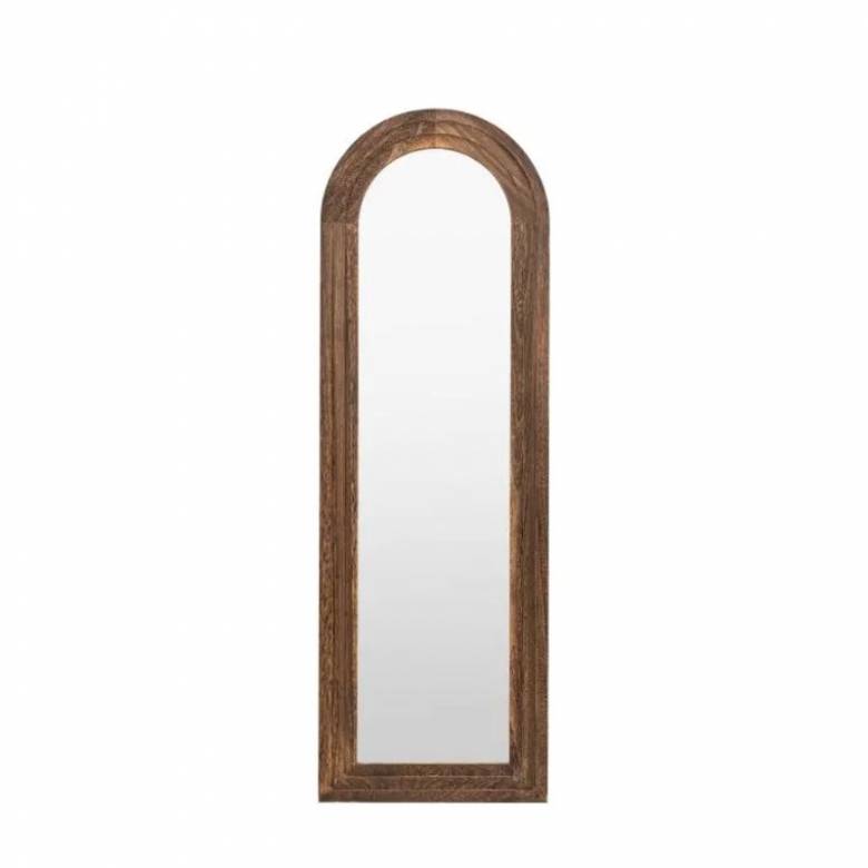 Tall Slim Wooden Arched Mirror With Ridged Detailing 54x163cm