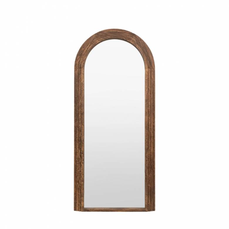 Tall Wooden Arched Mirror With Ridged Detailing 80x180cm