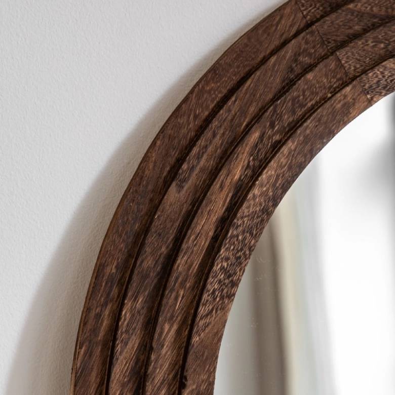 Tall Wooden Arched Mirror With Ridged Detailing 80x180cm