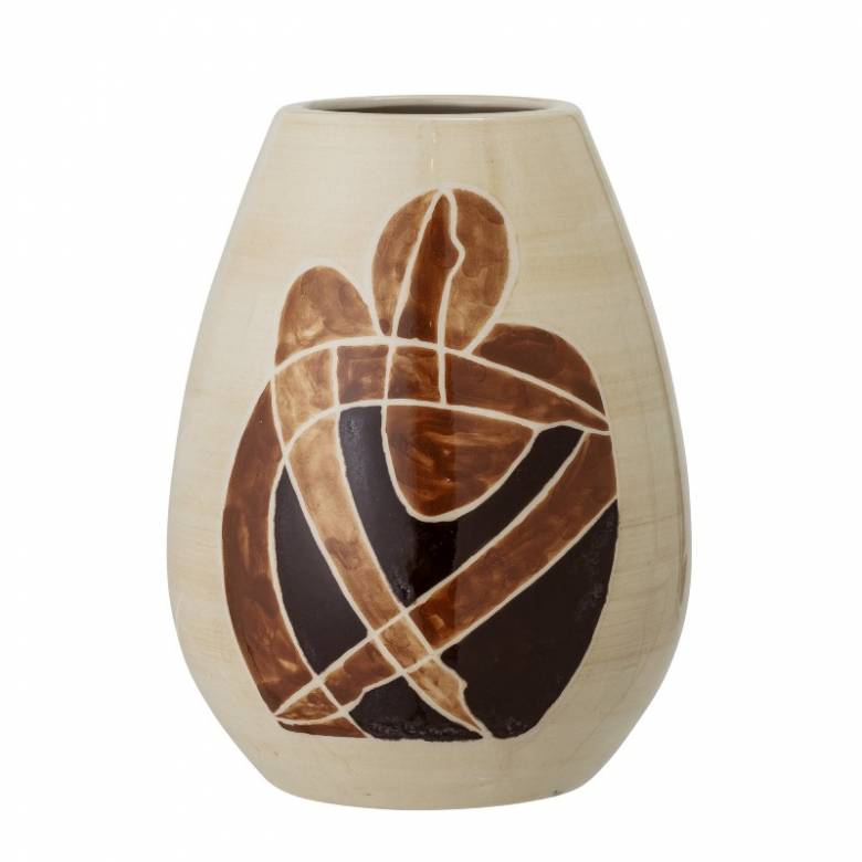 Tapered Brown Stoneware Vase With Figure Image H:18cm
