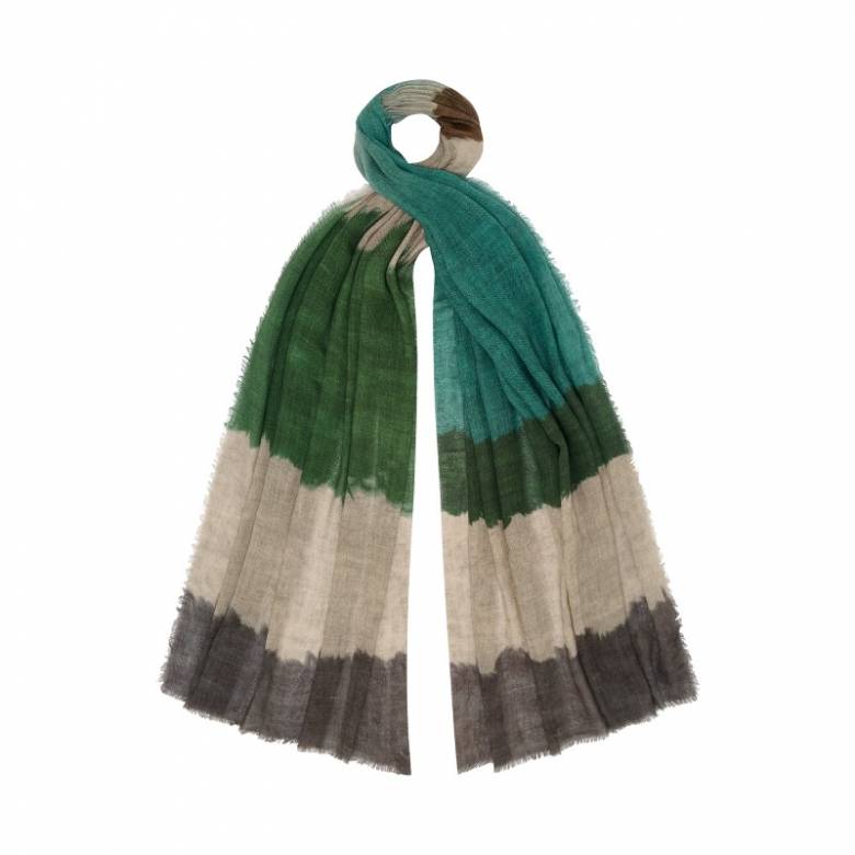 Teal Stripe Wool & Modal Scarf By Jo Edwards