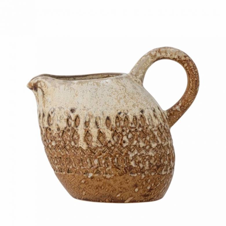 Textured Two Tone Leaning Stoneware Jug