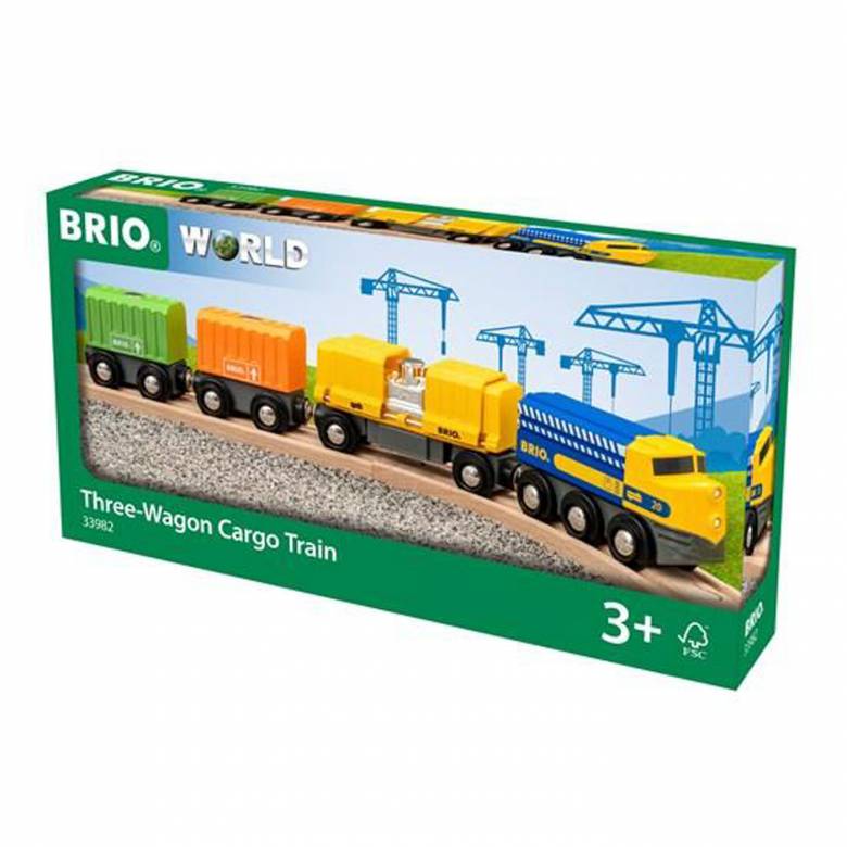 Three-Wagon Cargo Train BRIO Wooden Railway Age 3+