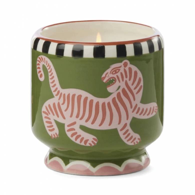 Tiger Print Ceramic Candle - Black Cedar & Fig