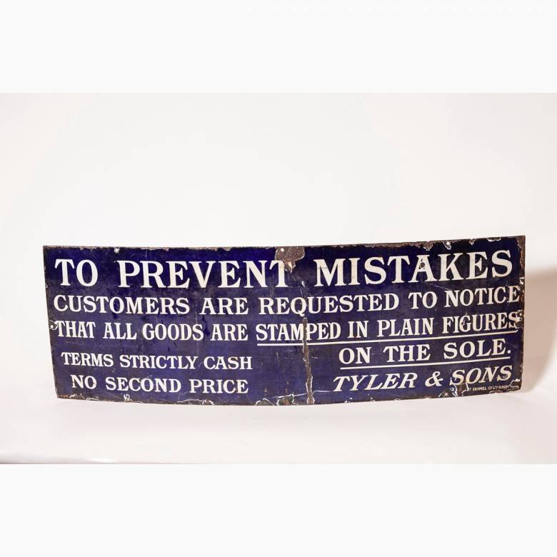 Vintage Shop Sign - To Prevent Mistakes