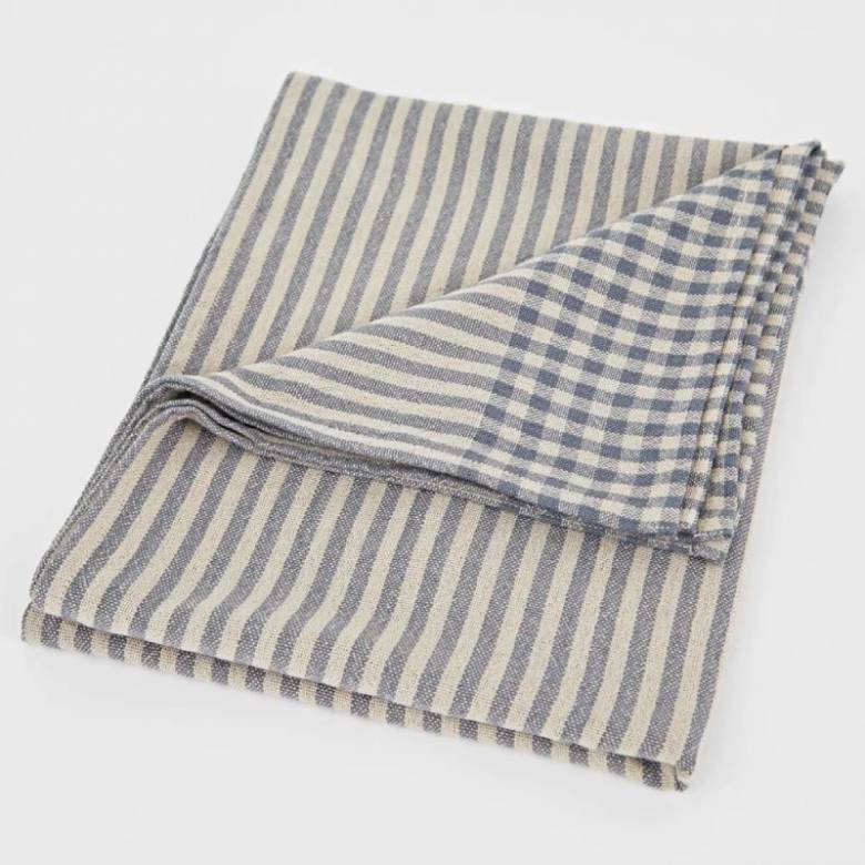 Toulouse Blue Stripe Tablecloth - Recycled Plastic Bottles
