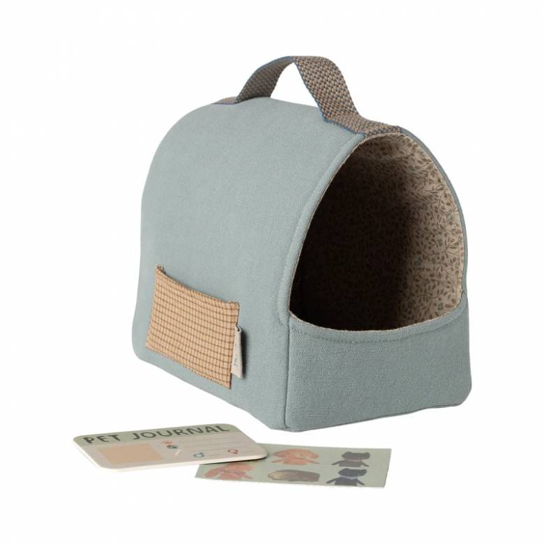 Toy Pet Carrier In Dusty Blue By Maileg 3+