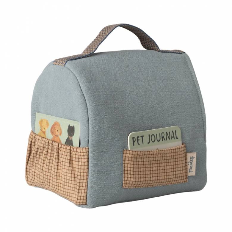 Toy Pet Carrier In Dusty Blue By Maileg 3+