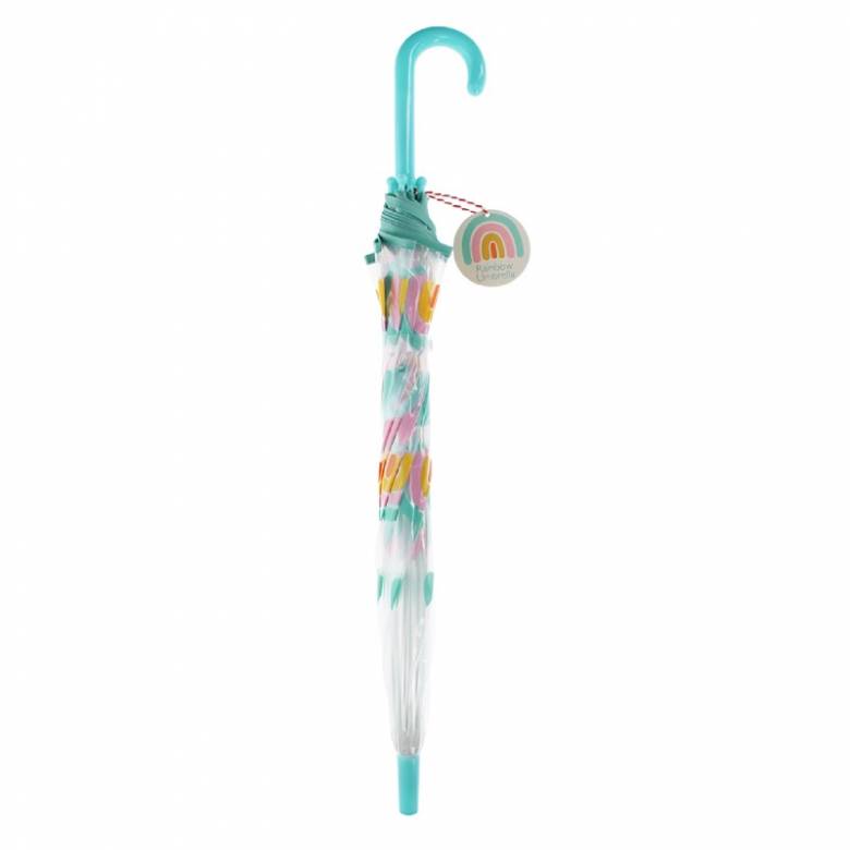 Transparent Umbrella In Rainbow Print