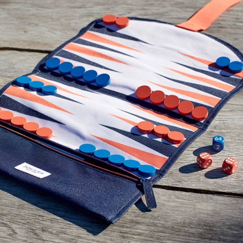 Travel Roll Up Backgammon Set In Blue & Orange